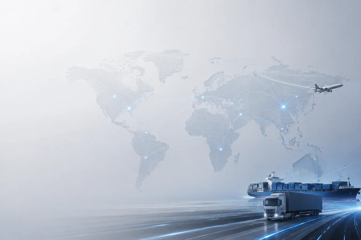 Cargo aircraft, truck and freight operations supporting global shipments from Dubai